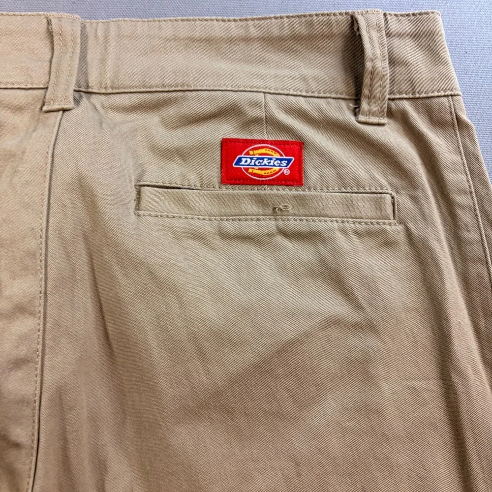 Dickies Girl's Bootcut Mid Rise Pant Flat Front Beige Khaki Tan Pants Size 5